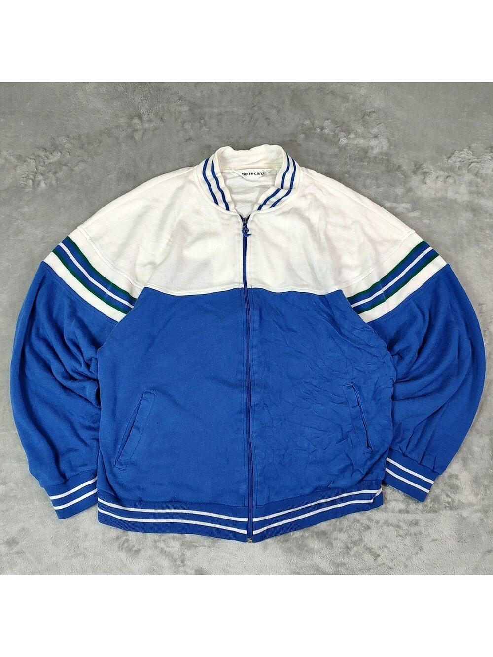 VTG Pierre Cardin blue/white preppy sportswear casual full zip jacket mens XL